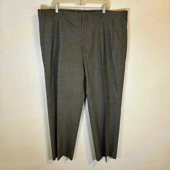 Lands End 100% Wool Classic Grey Tailored Dress Pants Size Regular 44 - Picture 2 of 9